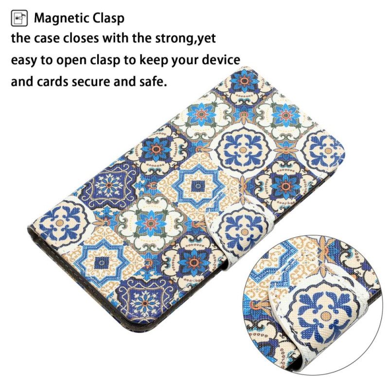 Folio Cover Samsung Galaxy S23 Plus 5G Patchwork Con Spalline