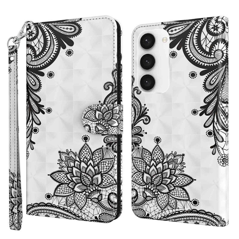 Folio Cover Samsung Galaxy S23 Plus 5G Pizzo Con Spalline