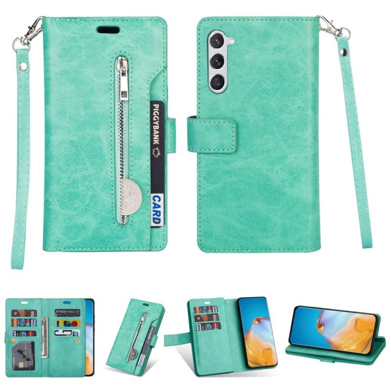 Folio Cover Samsung Galaxy S23 Plus 5G Portamonete Con Cordino