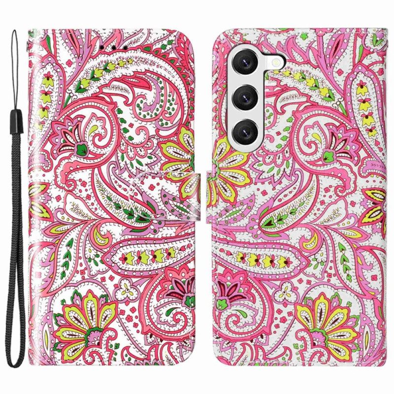 Folio Cover Samsung Galaxy S23 Plus 5G Stile Cashmere Con Spalline