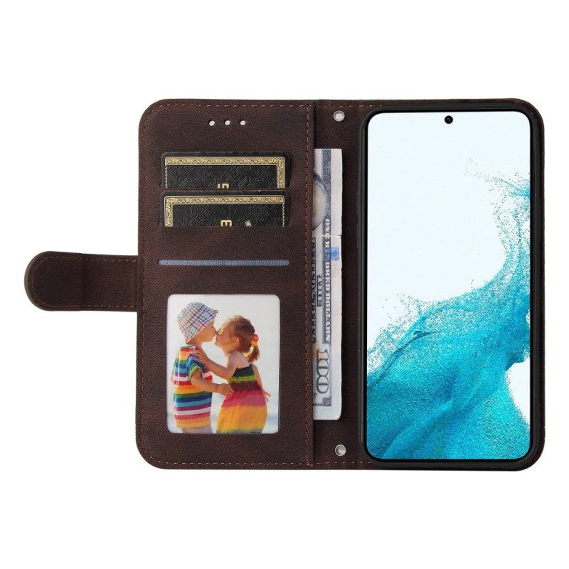 Folio Cover Samsung Galaxy S23 Plus 5G Stile In Pelle Con Rivetto Decorativo