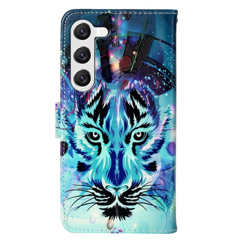 Folio Cover Samsung Galaxy S23 Plus 5G La Tigre Con Cordino