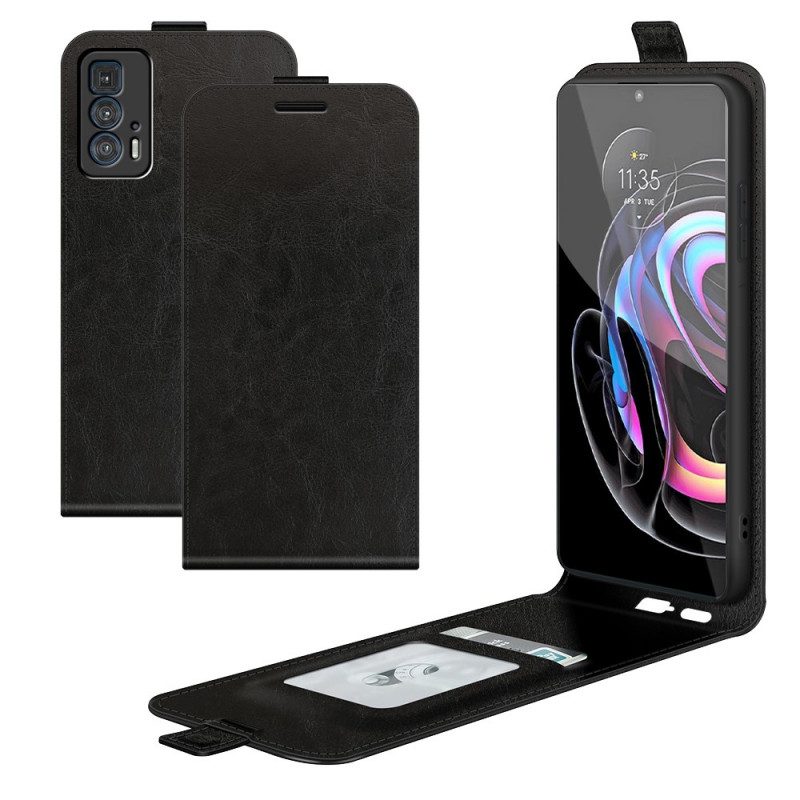 Custodia A Portafoglio Motorola Edge 20 Pro Folio Cover Ribalta Verticale Effetto Pelle