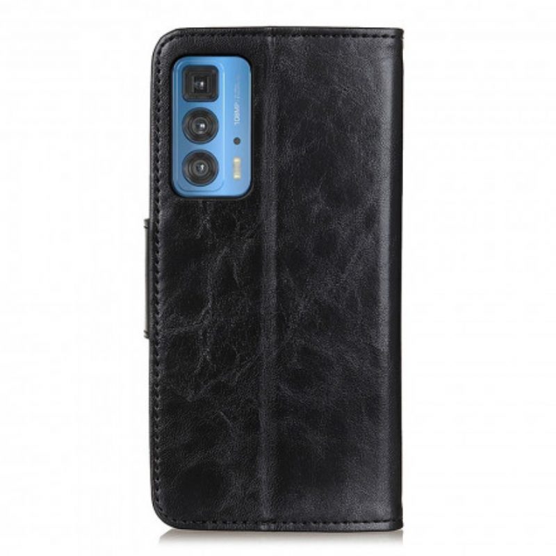 Custodia in pelle Motorola Edge 20 Pro Chiusura Reversibile In Pelle Crosta