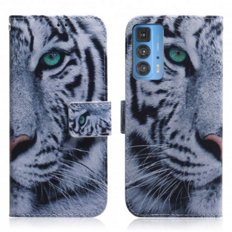 Custodia in pelle Motorola Edge 20 Pro Faccia Da Tigre