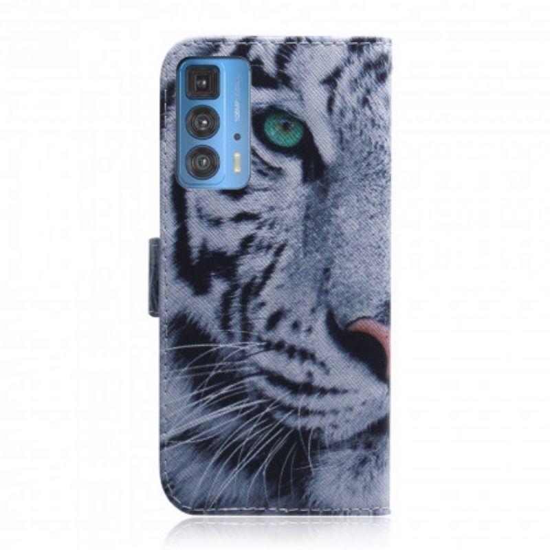 Custodia in pelle Motorola Edge 20 Pro Faccia Da Tigre