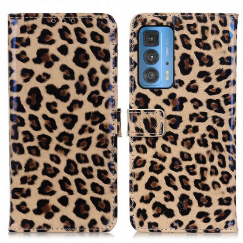 Custodia in pelle Motorola Edge 20 Pro Leopardo