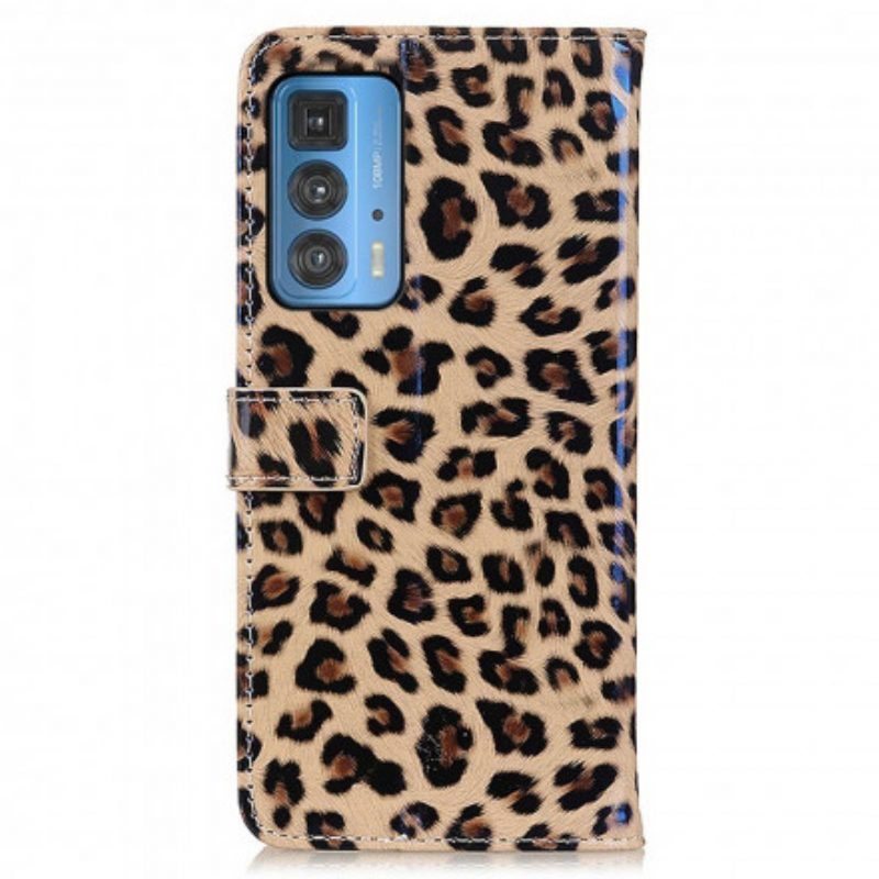 Custodia in pelle Motorola Edge 20 Pro Leopardo