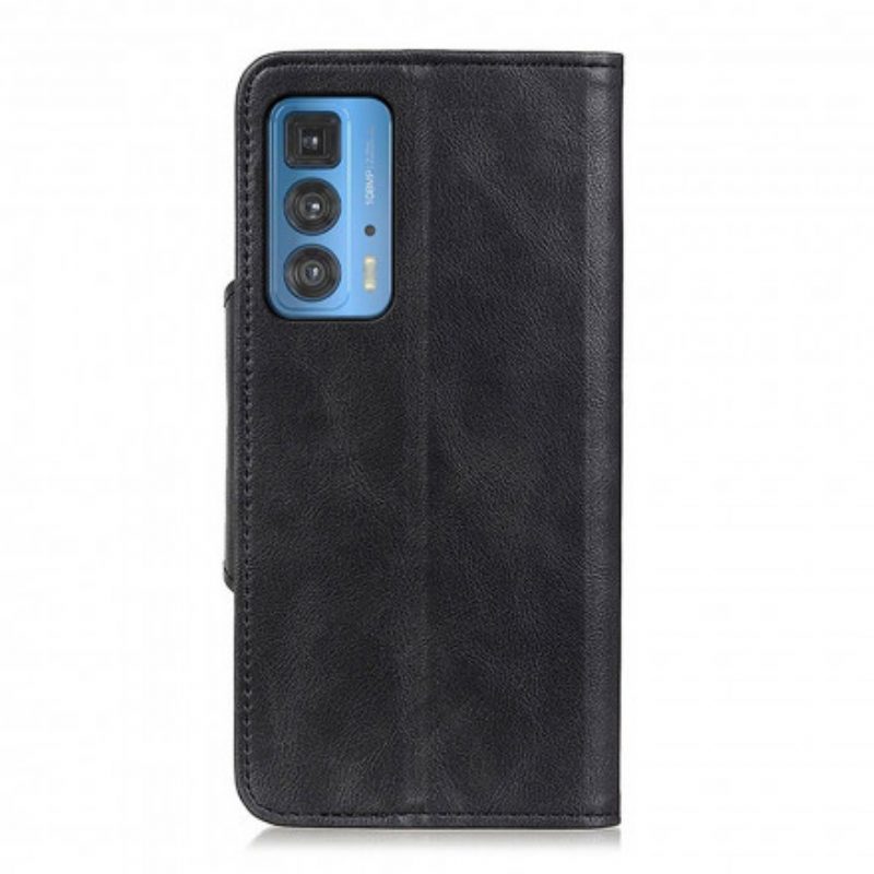 Folio Cover Motorola Edge 20 Pro Bottone In Ecopelle