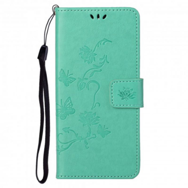 Folio Cover Motorola Edge 20 Pro Cinturino Farfalle E Fiori