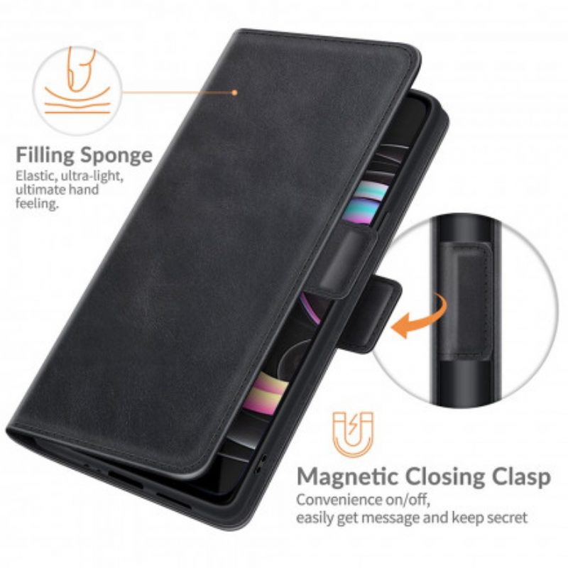 Folio Cover Motorola Edge 20 Pro Custodia in pelle Doppia Patta Classica