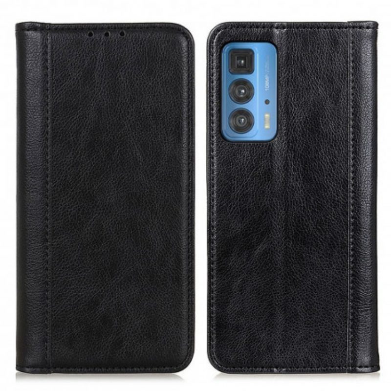 Folio Cover Motorola Edge 20 Pro Custodia in pelle Versione In Crosta Di Litchi