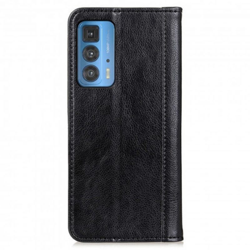 Folio Cover Motorola Edge 20 Pro Custodia in pelle Versione In Crosta Di Litchi