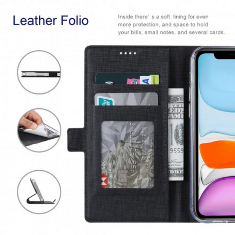 Folio Cover Motorola Edge 20 Pro Custodia in pelle Vili Strutturato