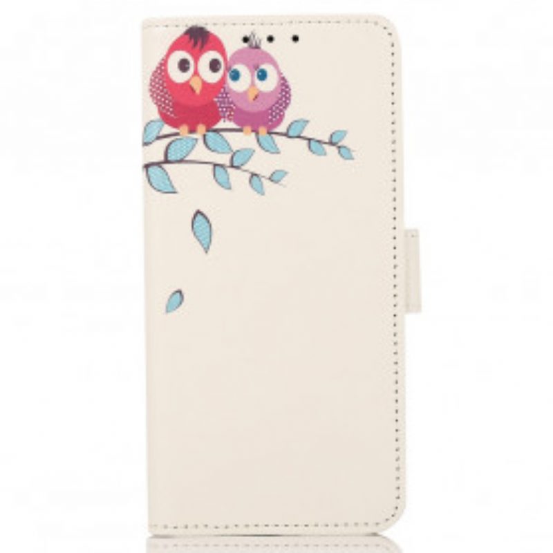 Folio Cover Motorola Edge 20 Pro Paio Di Gufi Sull'albero