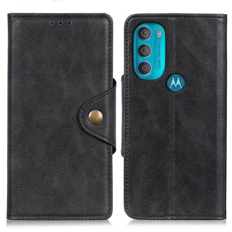 Custodia A Portafoglio Moto G71 5G Ecopelle Vintage E Bottone