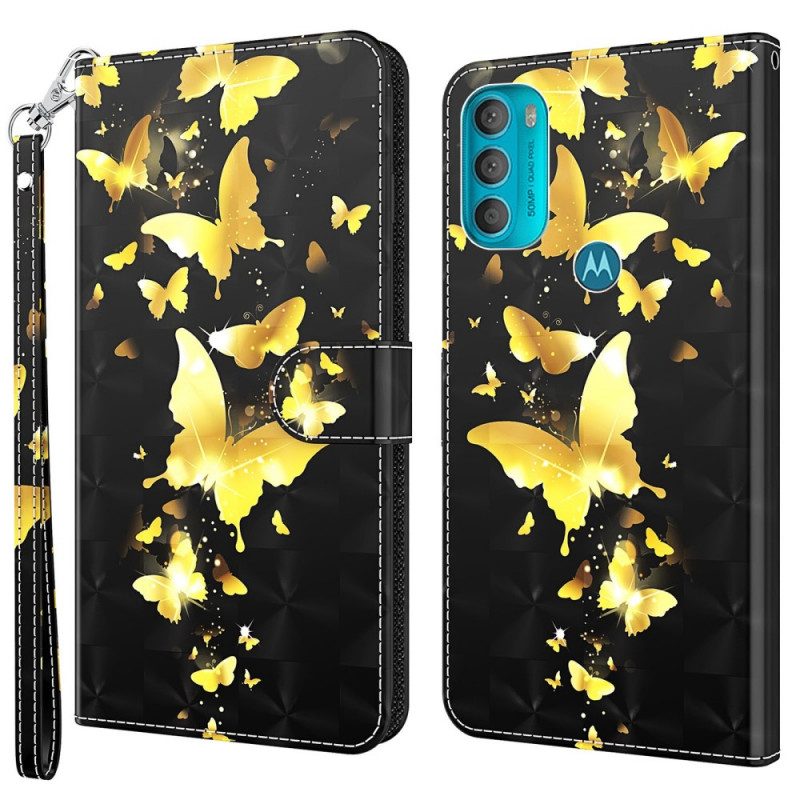 Custodia A Portafoglio Moto G71 5G Farfalle Gialle