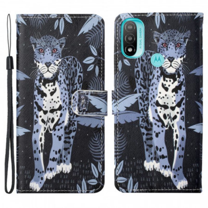 Custodia A Portafoglio Moto G71 5G Leopardo Con Spalline