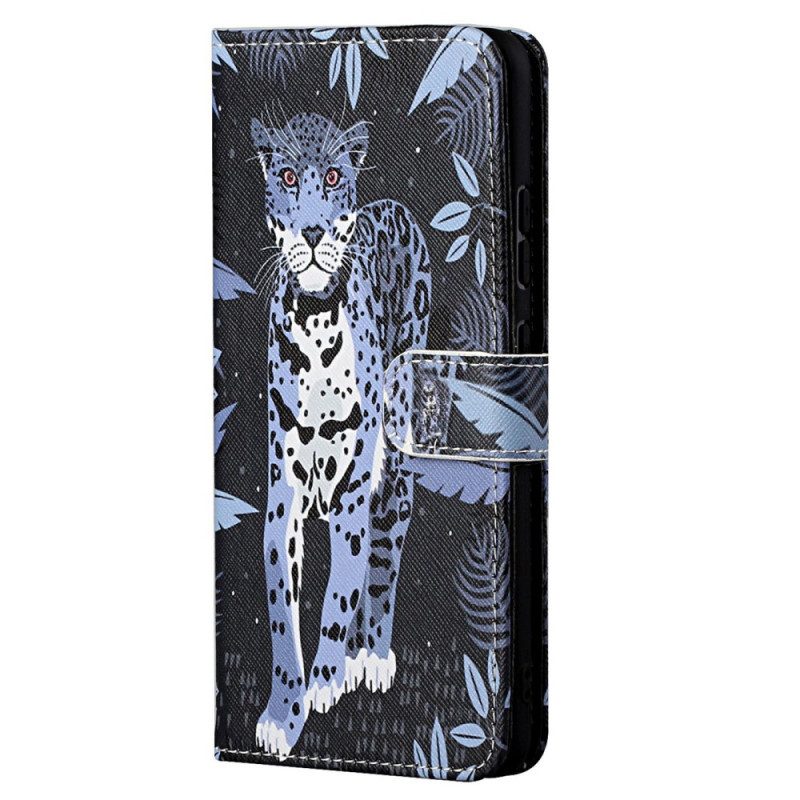 Custodia A Portafoglio Moto G71 5G Leopardo Con Spalline