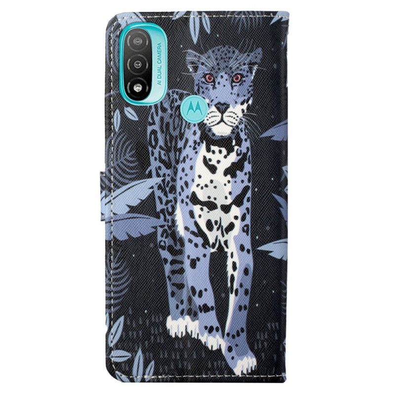 Custodia A Portafoglio Moto G71 5G Leopardo Con Spalline