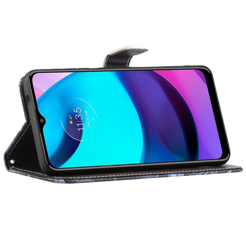 Custodia A Portafoglio Moto G71 5G Leopardo Con Spalline