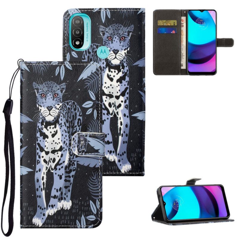 Custodia A Portafoglio Moto G71 5G Leopardo Con Spalline