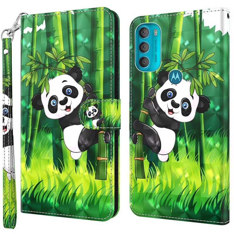 Custodia A Portafoglio Moto G71 5G Panda E Bambù