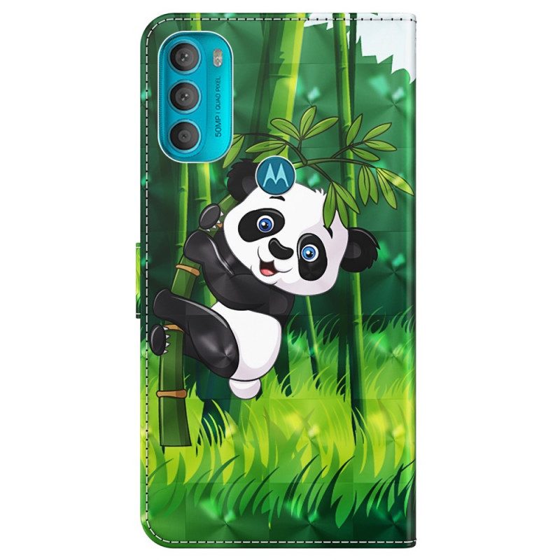 Custodia A Portafoglio Moto G71 5G Panda E Bambù