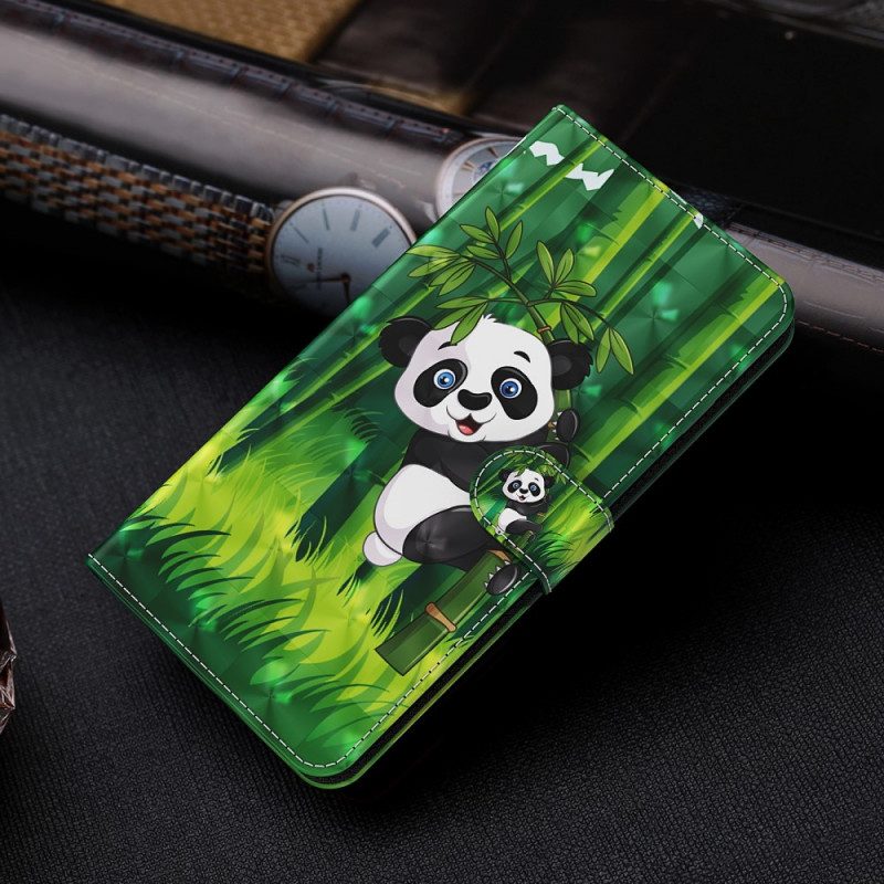 Custodia A Portafoglio Moto G71 5G Panda E Bambù