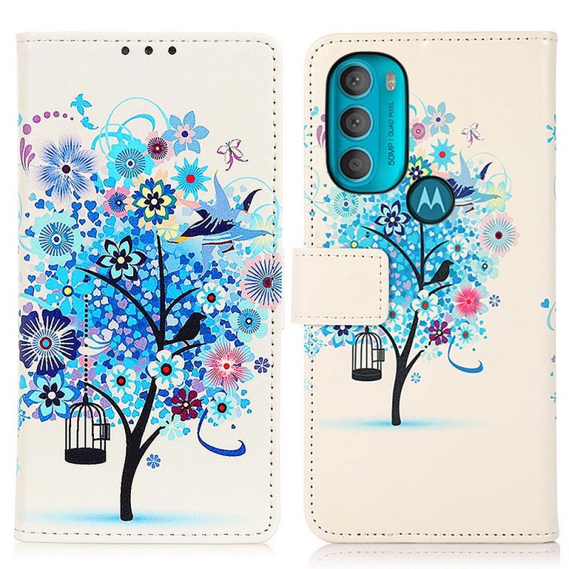 Custodia in pelle Moto G71 5G Albero In Fiore