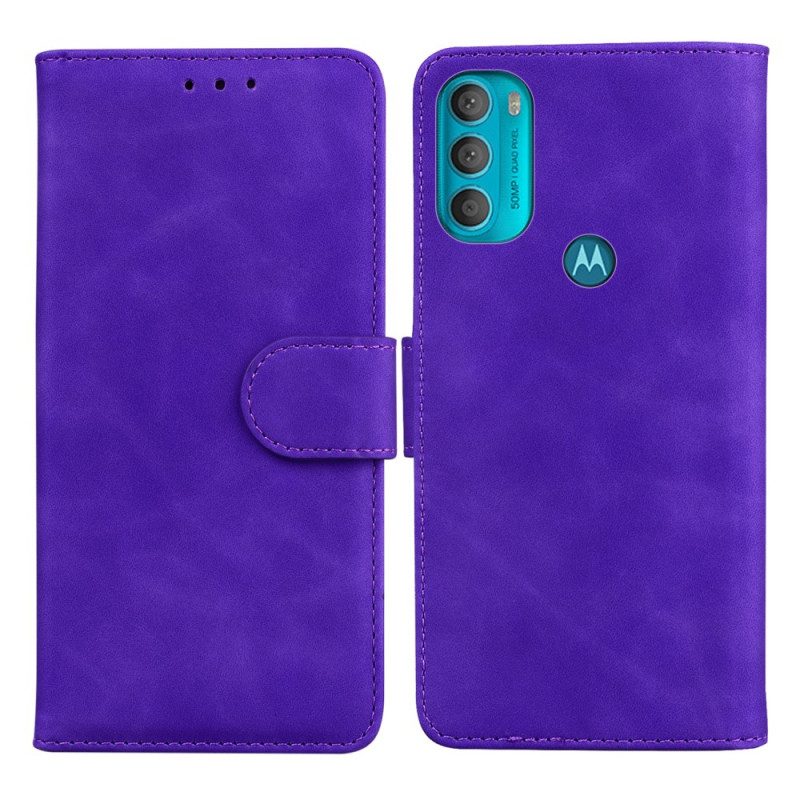 Custodia in pelle Moto G71 5G Effetto Pelle Monocromatica