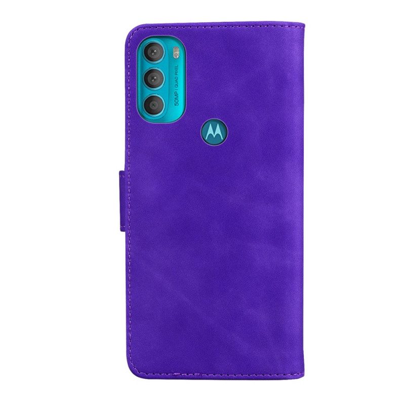 Custodia in pelle Moto G71 5G Effetto Pelle Monocromatica