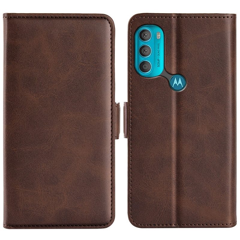 Custodia in pelle Moto G71 5G Folio Cover Doppio Lembo