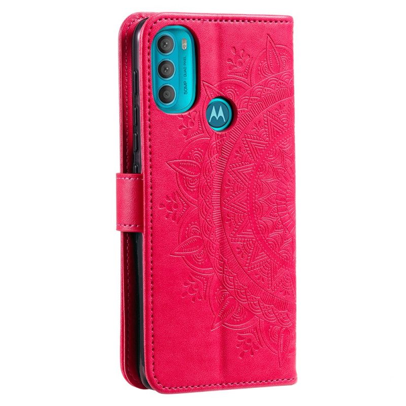 Custodia in pelle Moto G71 5G Mandala Del Sole