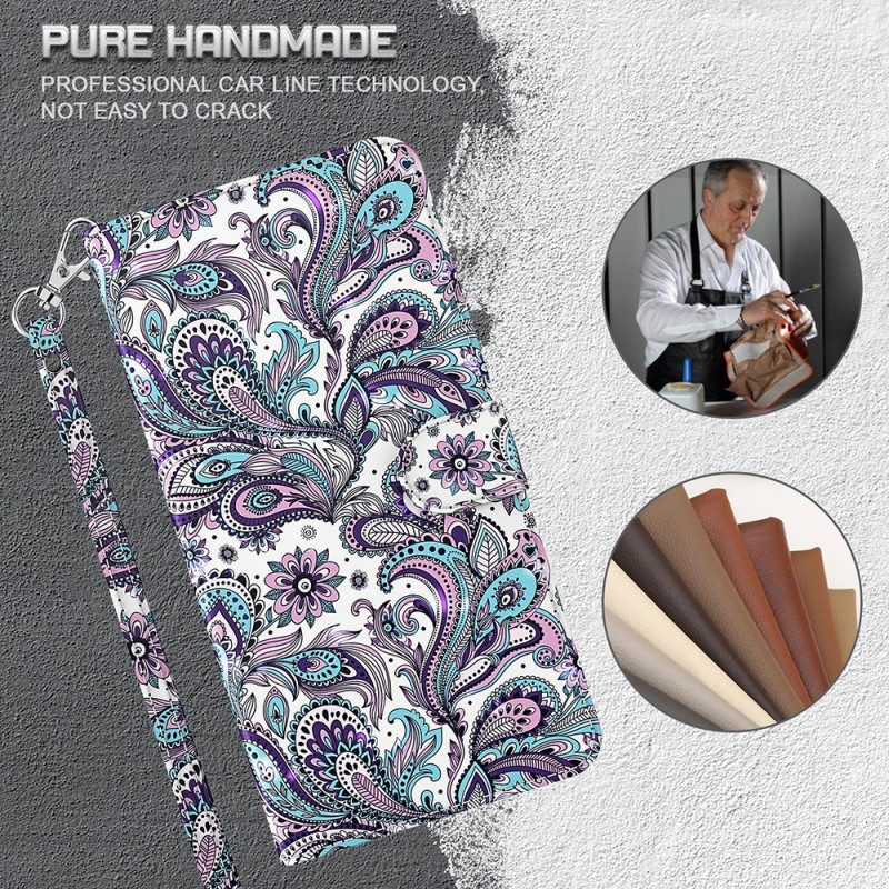 Custodia in pelle Moto G71 5G Paisley