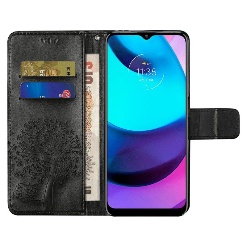 Custodia in pelle Moto G71 5G Perizoma Albero E Gufi