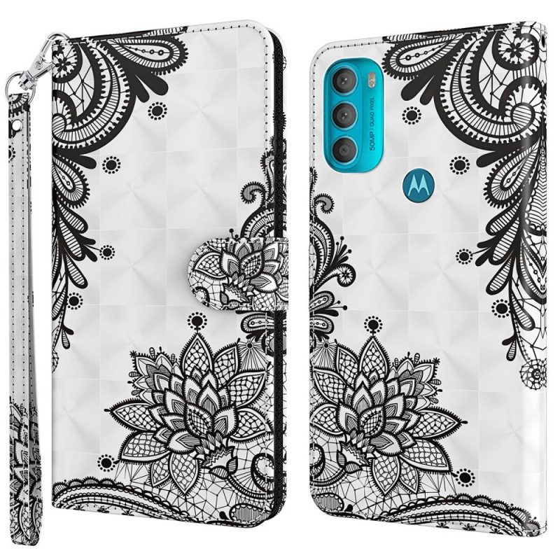 Custodia in pelle Moto G71 5G Pizzo Elegante