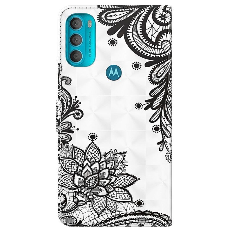 Custodia in pelle Moto G71 5G Pizzo Elegante