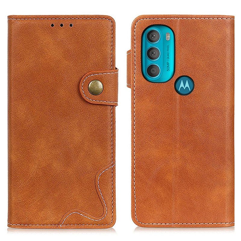 Custodia in pelle Moto G71 5G Pulsante Di Cucito Artistico