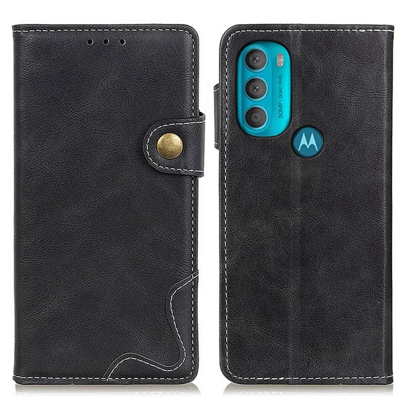 Custodia in pelle Moto G71 5G Pulsante Di Cucito Artistico