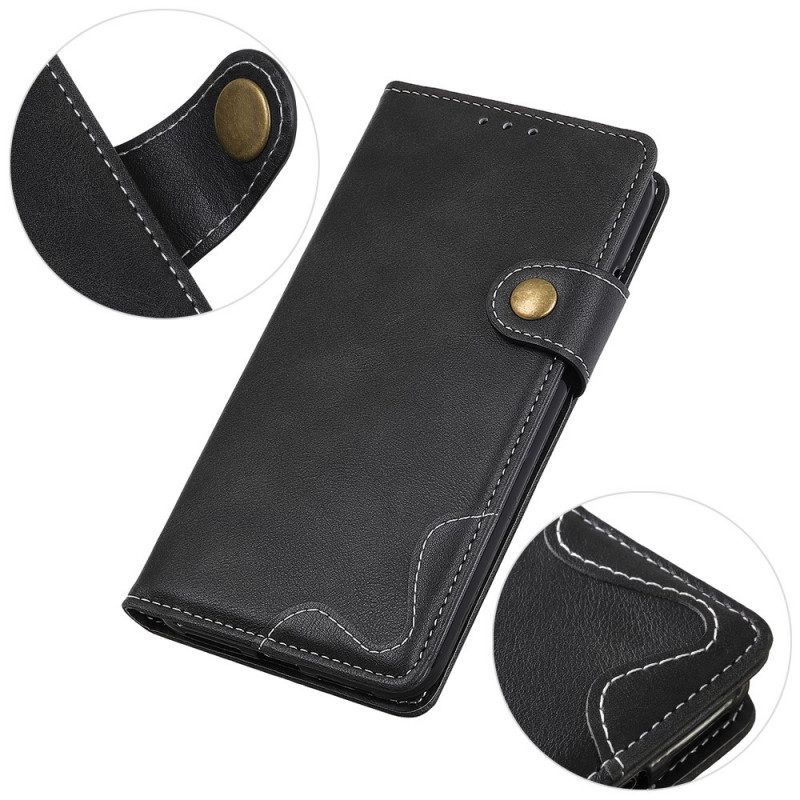 Custodia in pelle Moto G71 5G Pulsante Di Cucito Artistico