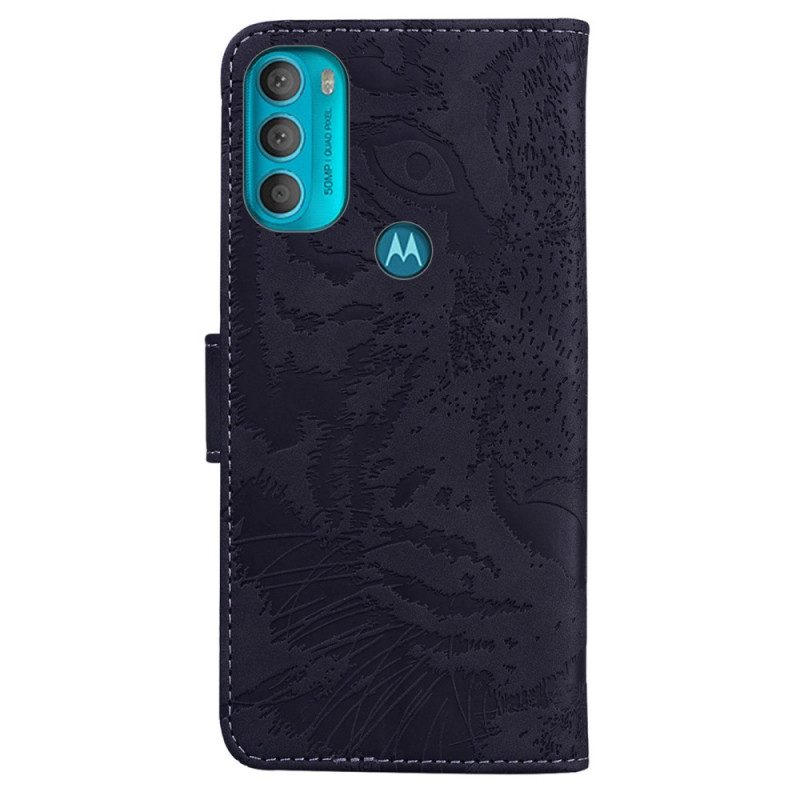 Custodia in pelle Moto G71 5G Stampa Faccia Di Tigre