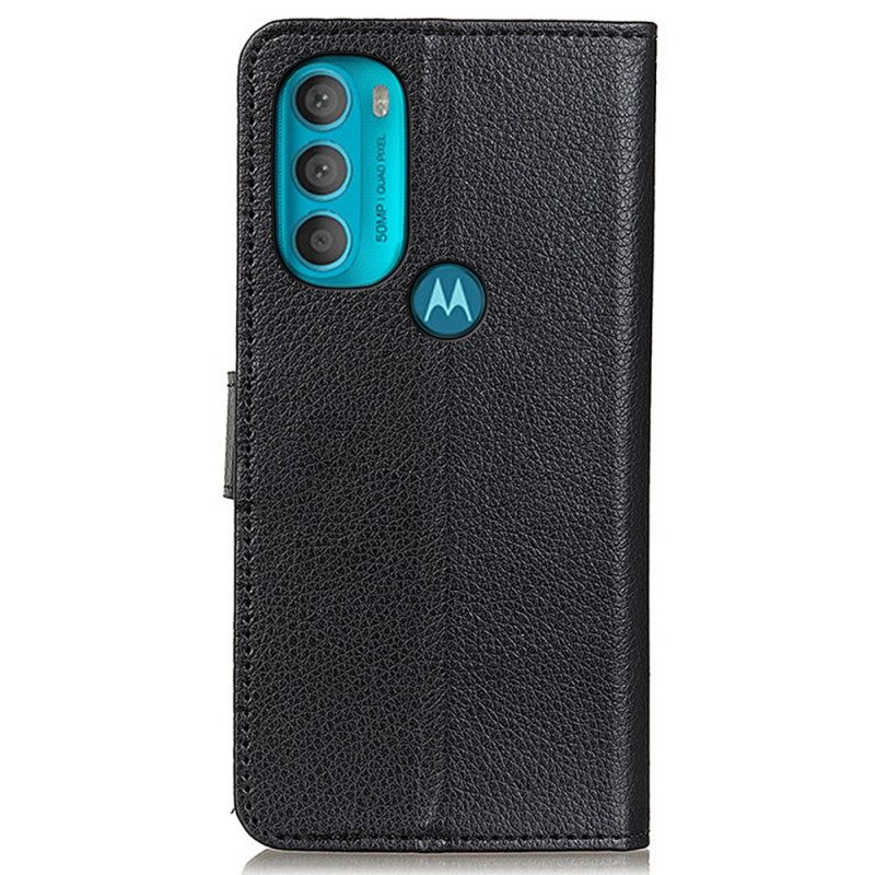 Custodia in pelle Moto G71 5G Tradizionalmente Litchi