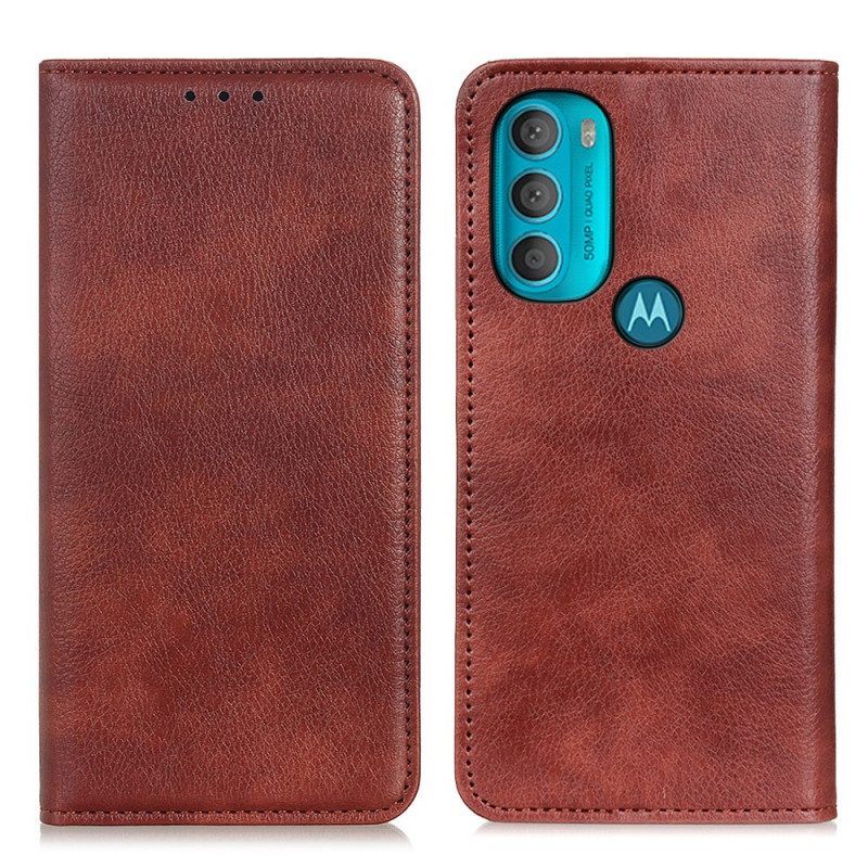 Folio Cover Moto G71 5G Custodia in pelle Crosta Di Pelle Testurizzata