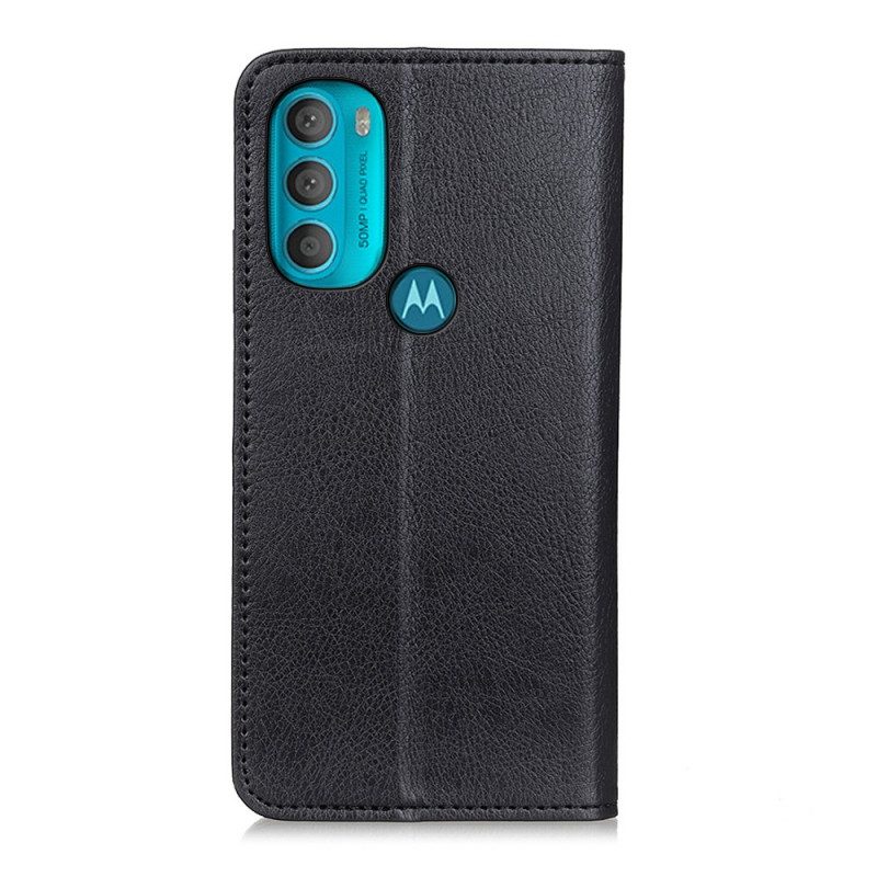 Folio Cover Moto G71 5G Custodia in pelle Crosta Di Pelle Testurizzata