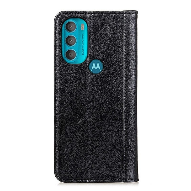 Folio Cover Moto G71 5G Custodia in pelle Eleganza Split Litchi Leather