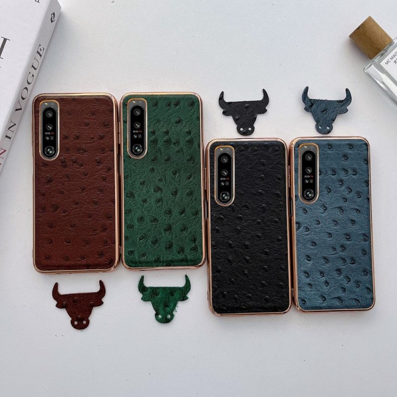 Cover Sony Xperia 5 IV Vera Pelle Stile Struzzo