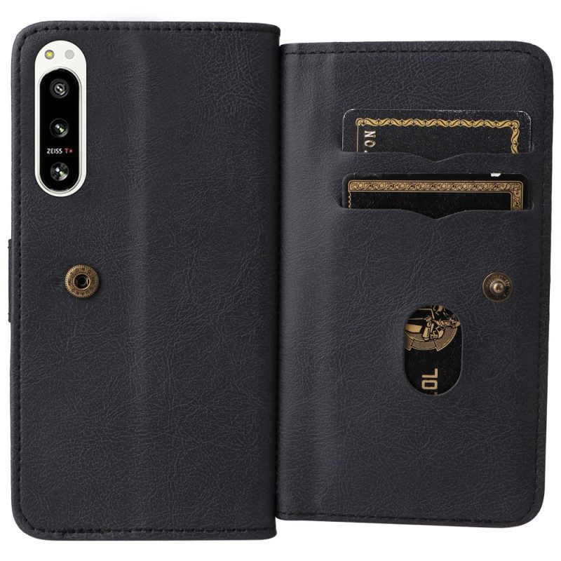 Custodia in pelle Sony Xperia 5 IV 10 Titolari Di Carte