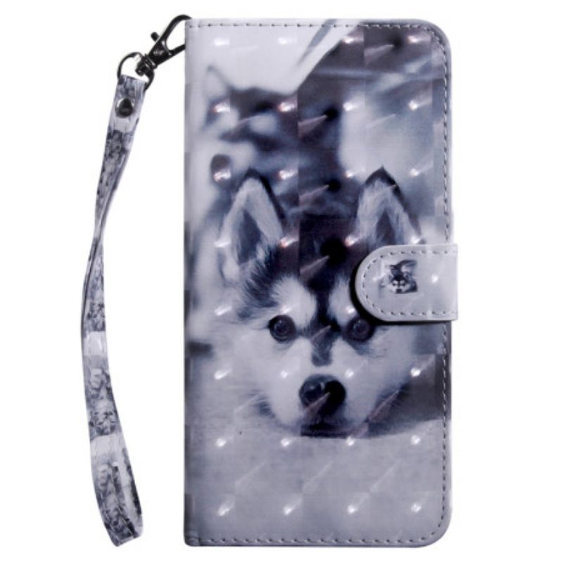 Custodia in pelle Sony Xperia 5 IV Cane Husky Con Cordino