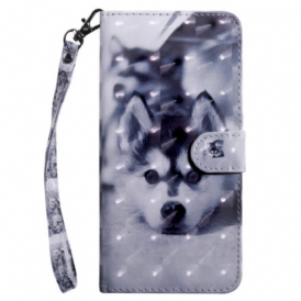 Custodia in pelle Sony Xperia 5 IV Cane Husky Con Cordino